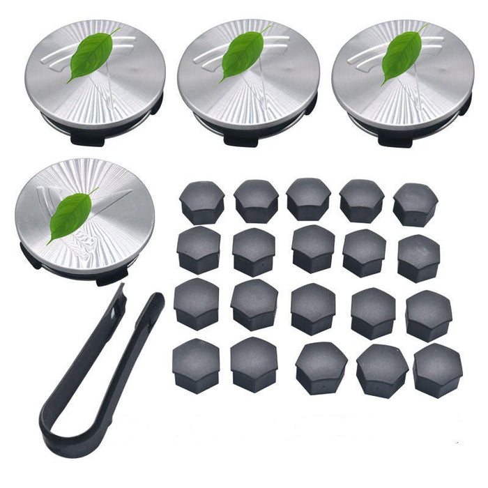 Stainless steel color-coded hubcaps (SALE) / matte black screw cap