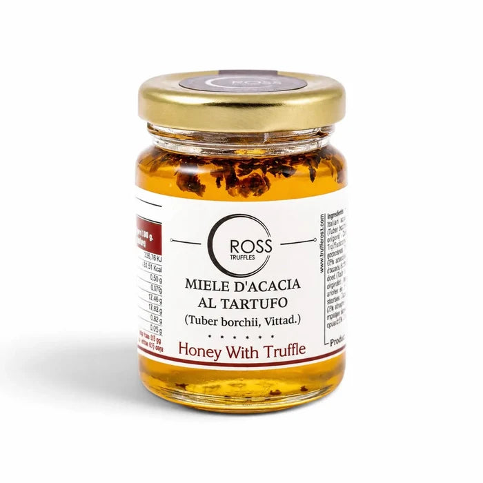 Acacia honey with 2% Tuber borchii in a 120 g glass jar