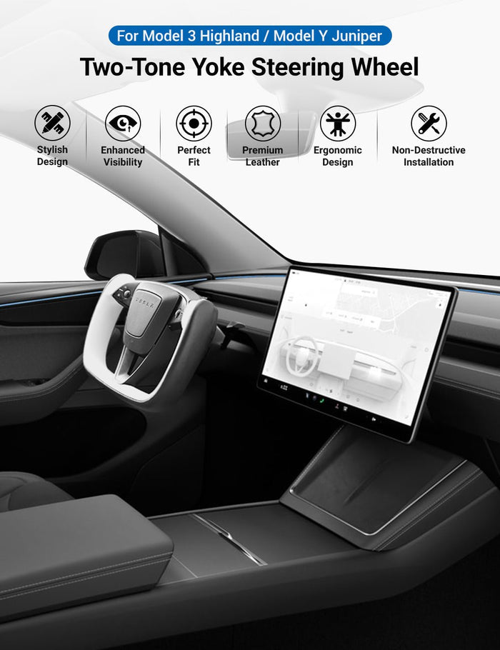 Yoke Steering Wheel for Model 3 Highland / Model Y Juniper【Two - Tone Style】 - Tesery Official Store